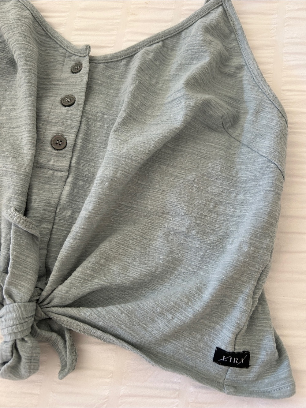 Lira Sage Tie-Front Button Tank